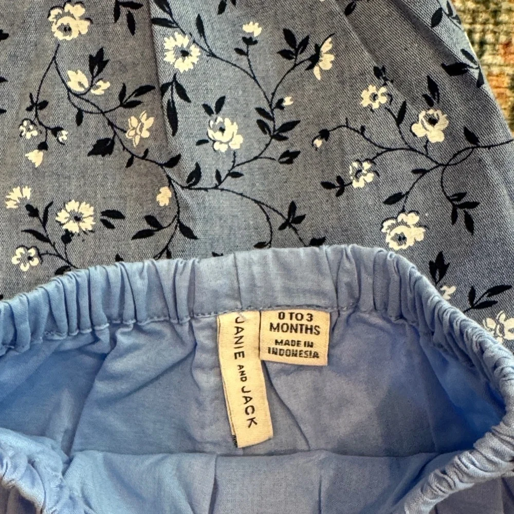 Janie and Jack Blue Floral Diaper Cover Set